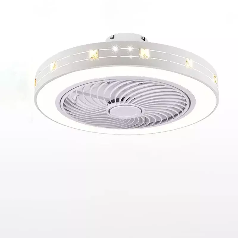 Modern Ceiling Fans with Lights White Painted Iron Acrylic LED Fan Light Dimmable Bedroom Living Room Fan Lamp Remote Control