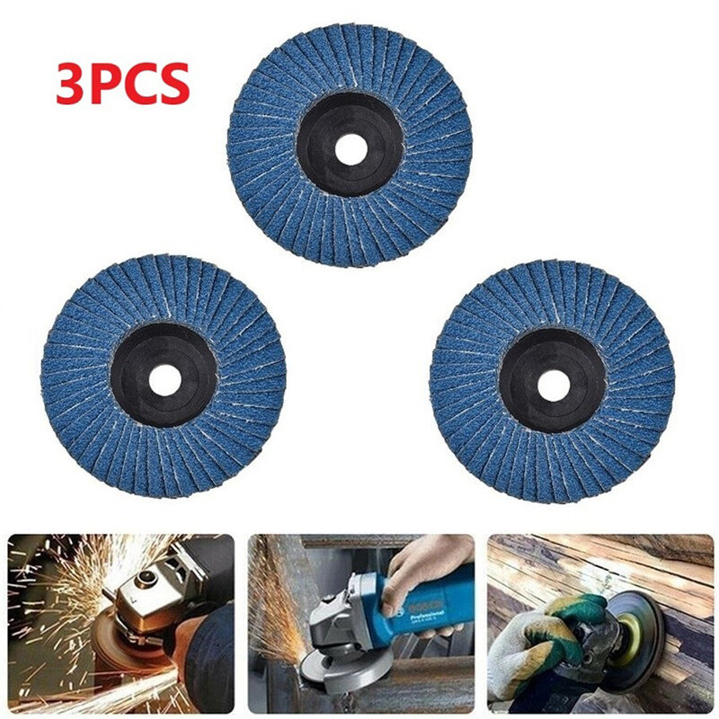 3Pcs 3 ''dischi lamellari piatti disco abrasivo per smerigliatrice angolare 40 60 120 mole a grana per accessori per utensili elettrici per lucidatura del legno in metallo