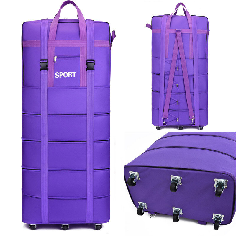 Airline Checked Bag Oxford Large Capacity Travel Universal Wheel Foldable Luggage Moving Storage Rolling Packing Cubes