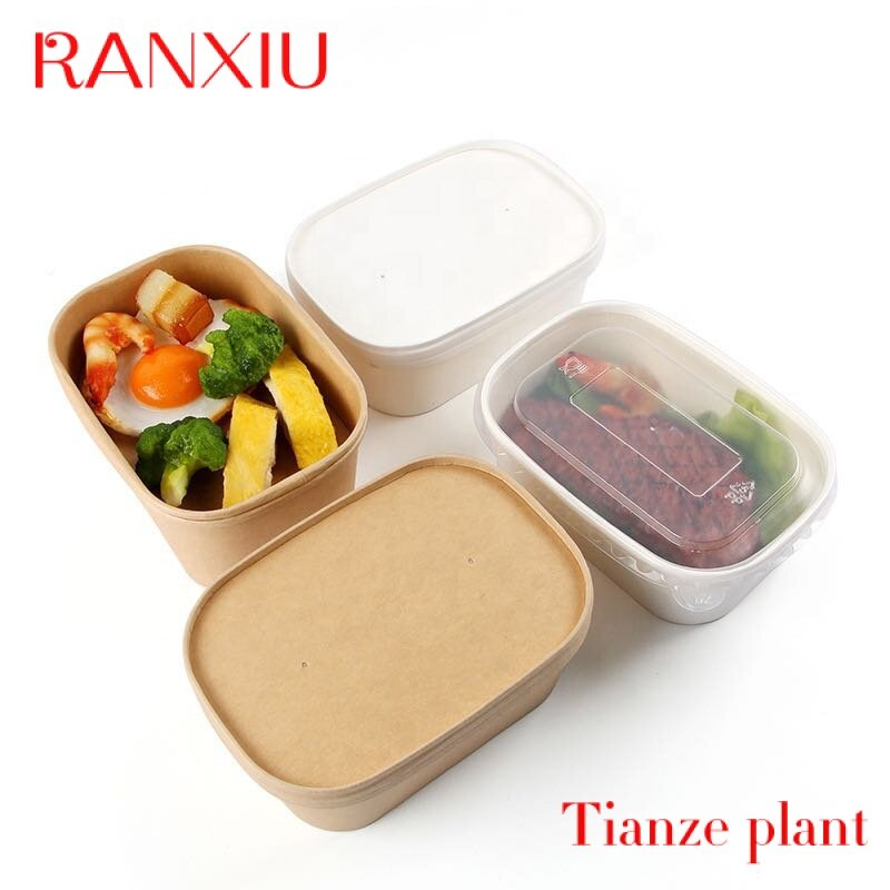 Custom eco friendly packaging food box takeaway biodegradable custom disposable paper soup cup salad bowl paper container kraft 