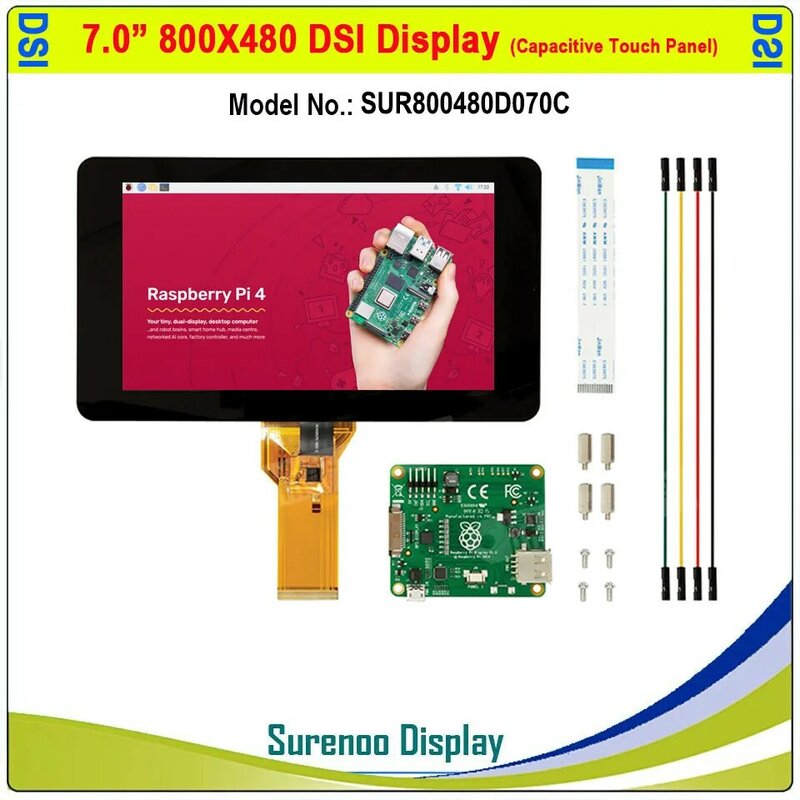 Сенсорный емкостный ЖК-модуль, экран для монитора Raspberry Pi, 7,0 дюйма, 7 дюймов, 800*480 TFT MIPI DSI, мультитач