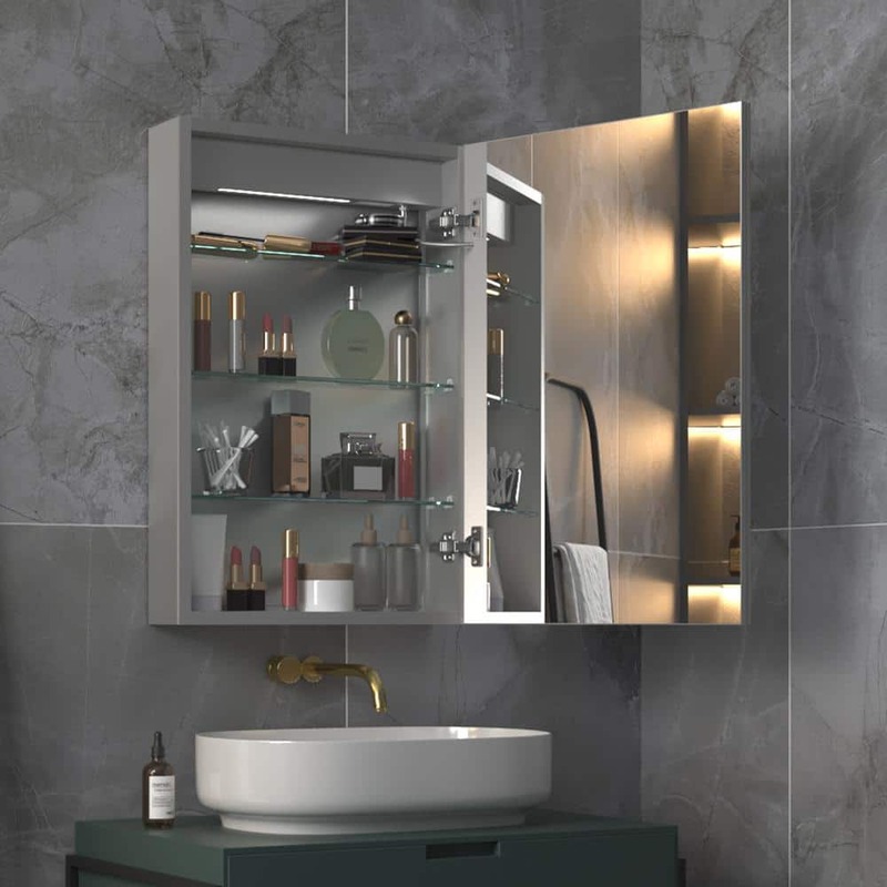 Medicina Storage Cabinet com LED Light, espelho do banheiro, Hotel
