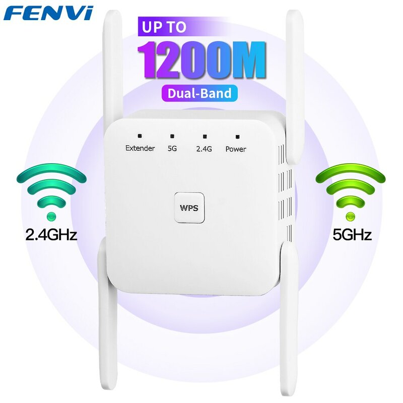 FENVI 1200Mbps 5Ghz Inalámbrico WiFi Repetidor 2,4G/5GHz Amplificador de Señal Wi-Fi Extensor Router Red Wlan WiFi Repetidor