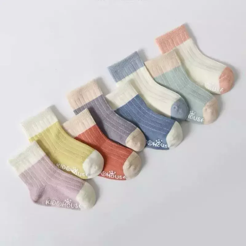 Chaussettes en coton coordonnantes pour bébé, 4 paires, quatre saisons, nouveau-né, enfants, garçon, bébé, filles, 0-36 mois