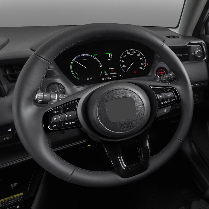2Pcs Car Glossy Black Steering Wheel Panel Cover Trim Decoration Frame Sticker for Honda Vezel HR-V HRV 2021 2022