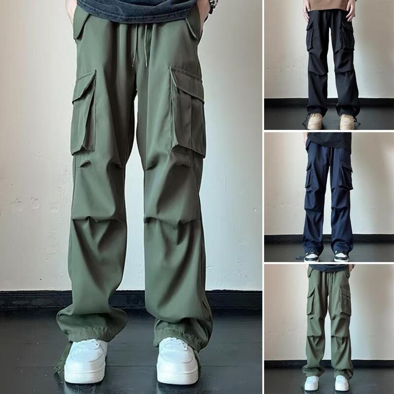 Pantalones Cargo de ajuste suelto para hombre, ropa de calle, pantalones Cargo, cintura elástica, múltiples bolsillos, estilo Hip Hop, informal
