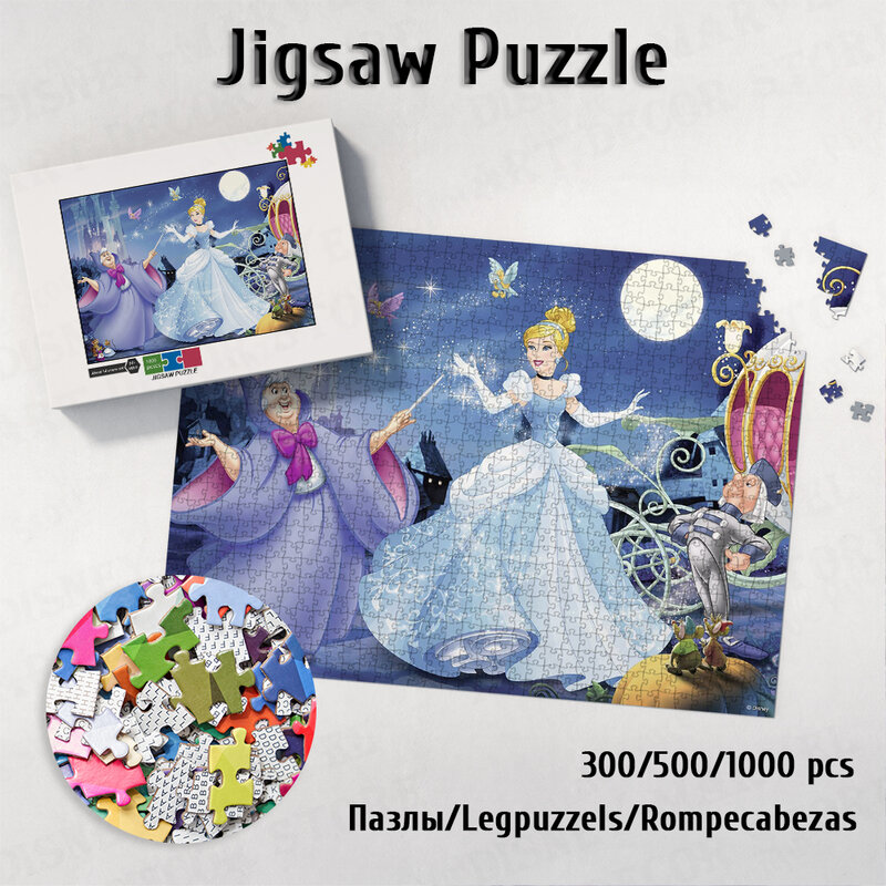 Kopciuszek Diy duża gra logiczna Disney urocza księżniczka Puzzle kreskówka unikalna konstrukcja gry planszowe zabawa gra rodzinna dla dzieci