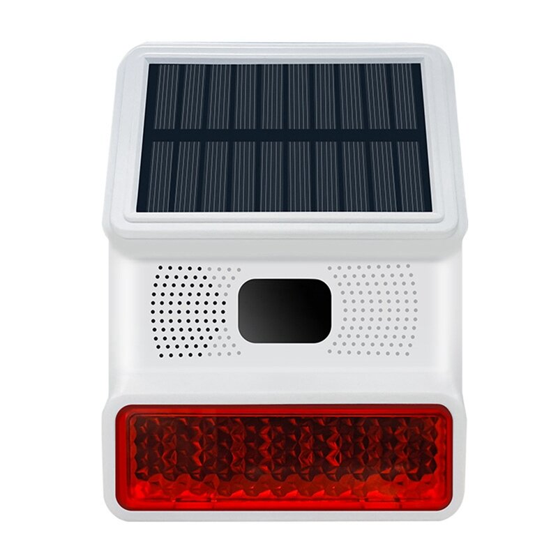 1 PCS 433MHZ Wireless Solar Powered Rechargeable Alarm Human Body Sensing Alarm White For Outdoor