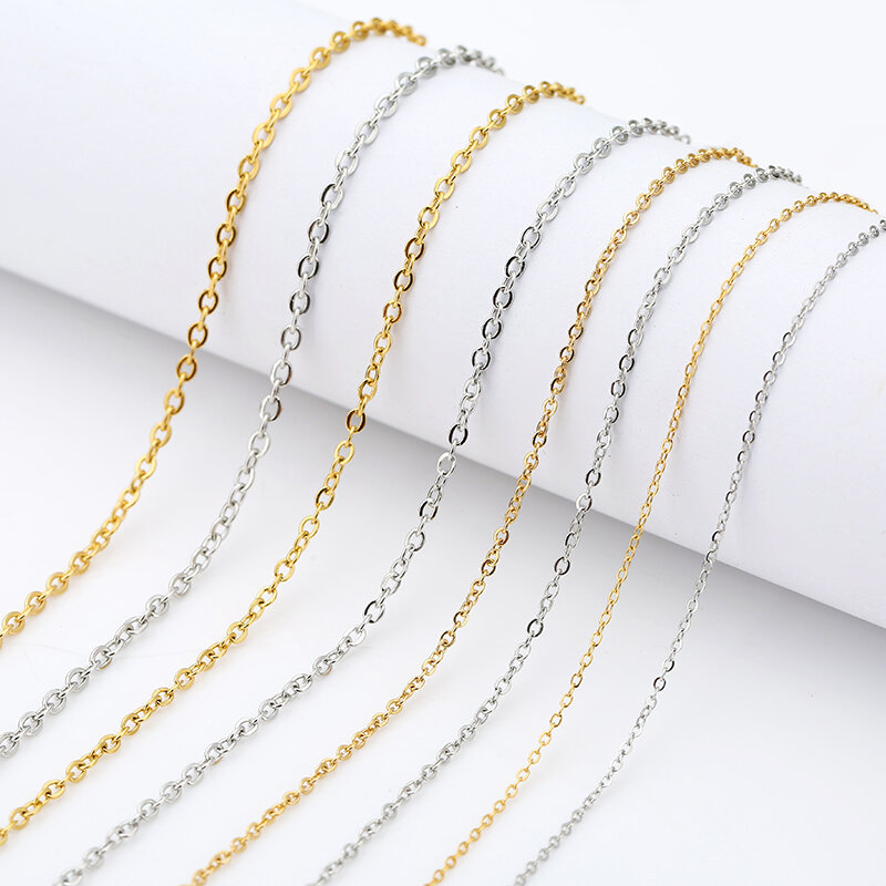 Cadenas de eslabones de acero inoxidable de 5 metros, lote a granel de 1, 1,5, 2, 2,5mm, Color dorado, para collar, pulsera, suministros de bricolaje, fabricación de joyas