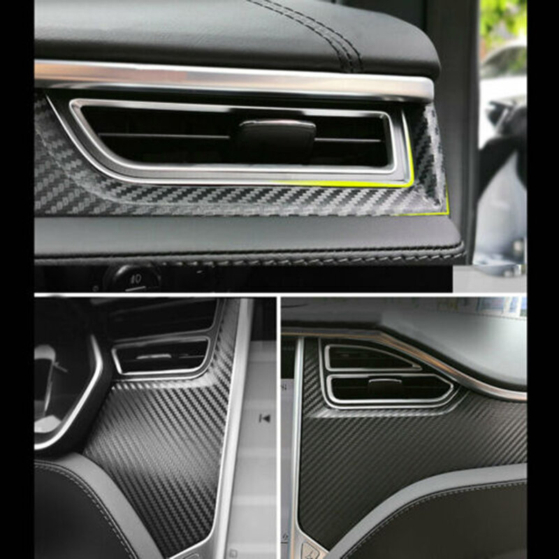 Brand New High Quality Sunscreen Useful Interior Stickers Center Console 1 Set Black Carbon Fiber Look Waterproof