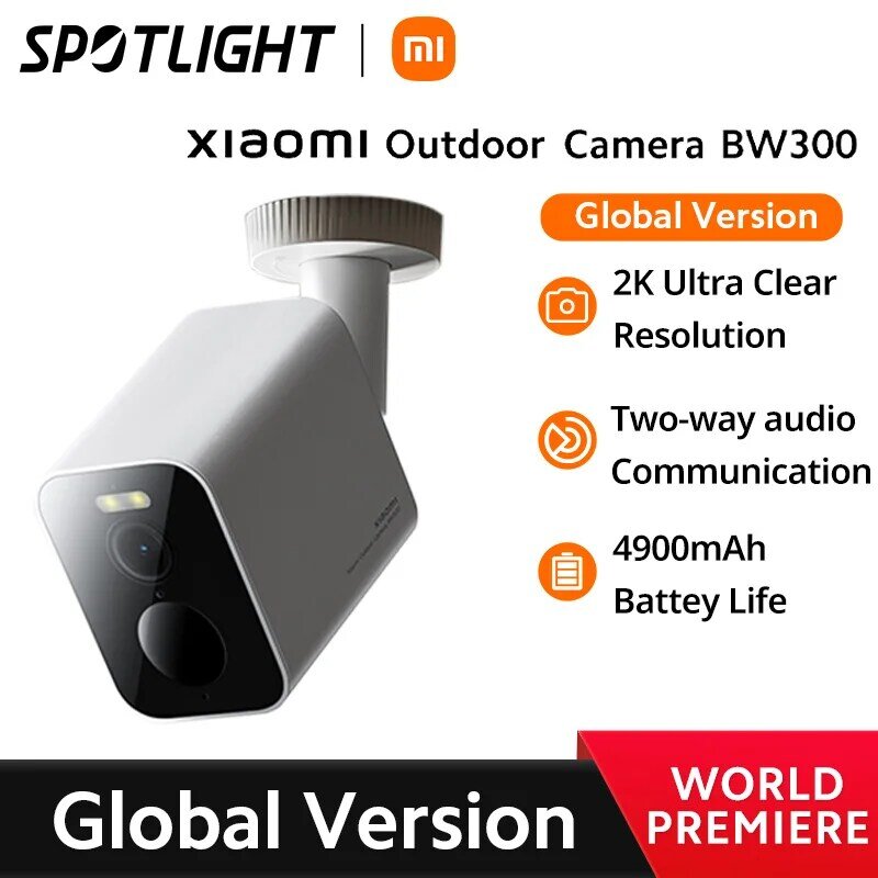 Global Version Xiaomi Outdoor Camera BW300 IP67 4900mAh Battery Life 2K Resolution Smart full-colour Night Vision