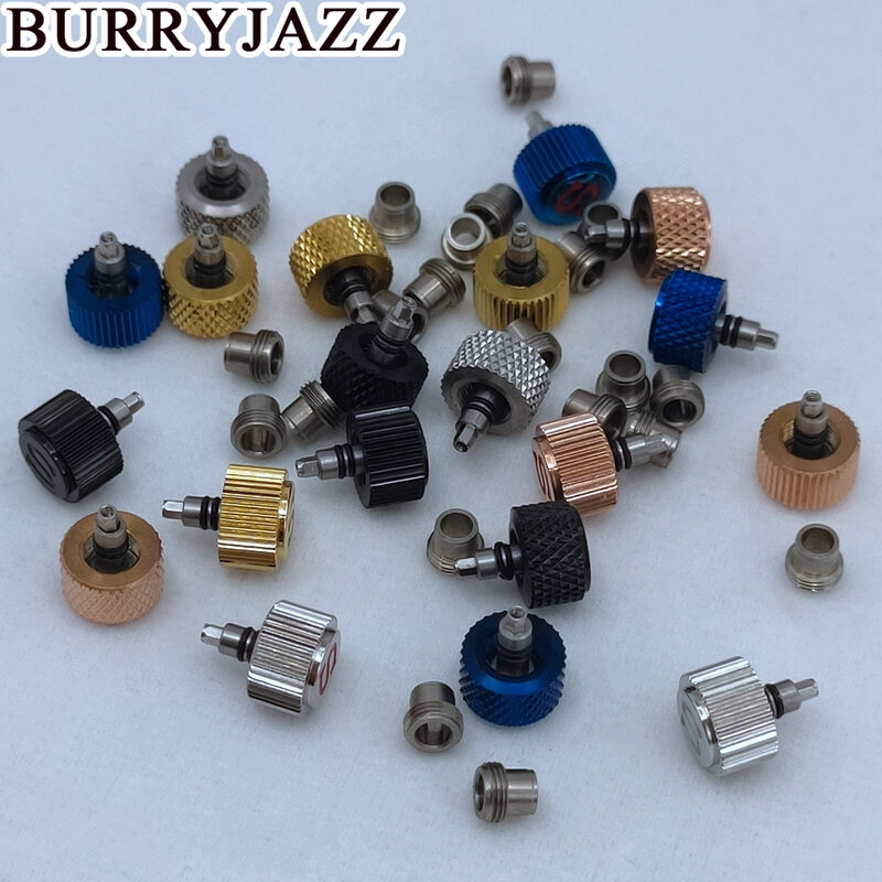 Burryjazz-S Crown para o movimento do relógio, peças de reposição, prata, rosa, preto, ouro, azul, NH35, NH36, 4R35, 7S26, SKX007