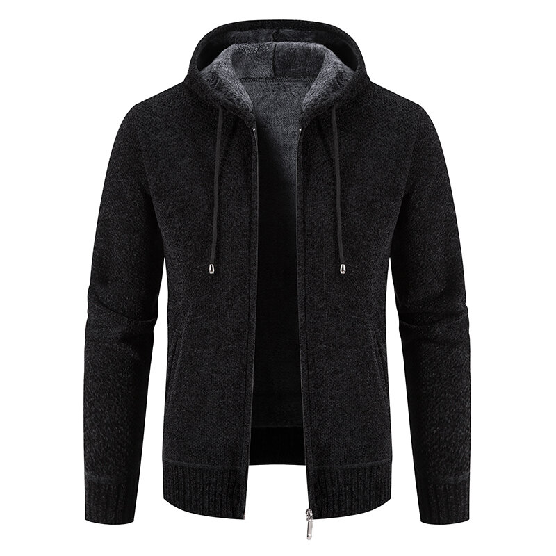 Осенне-зимняя новая мужская флисовая куртка, Повседневная однотонная утепленная теплая куртка на молнии с капюшоном, Y2K