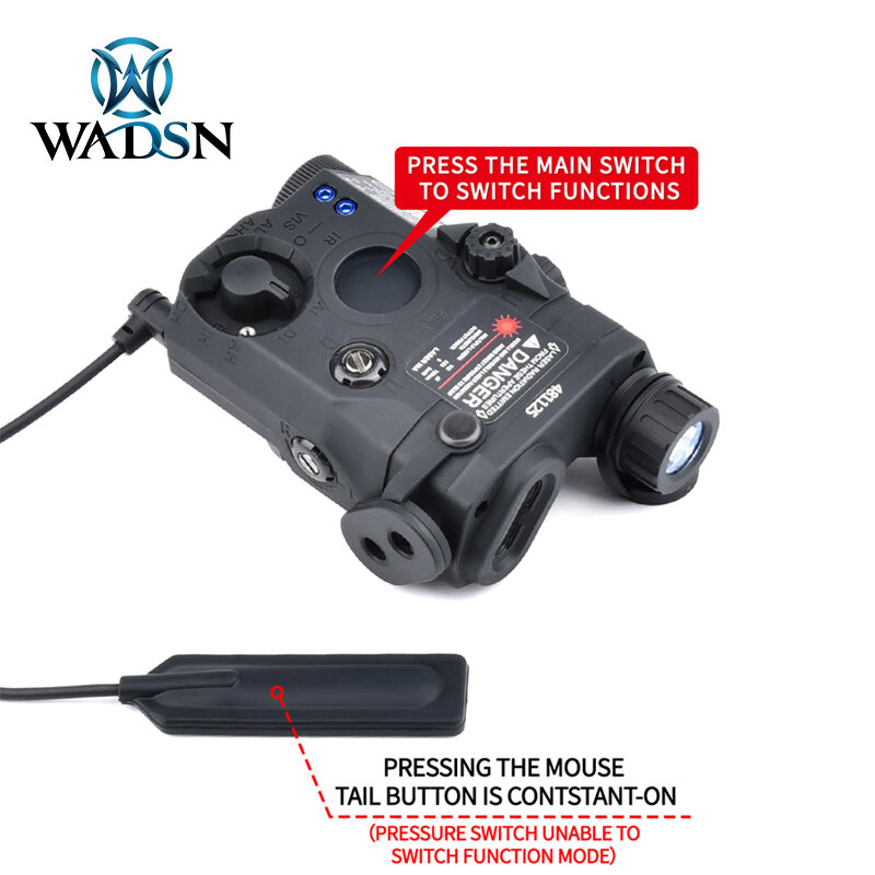 WADSN-mira láser de punto rojo, verde y azul, linterna LED blanca, luz estroboscópica para arma de caza, AR15, Rifle Airsoft, PEQ, sin IR