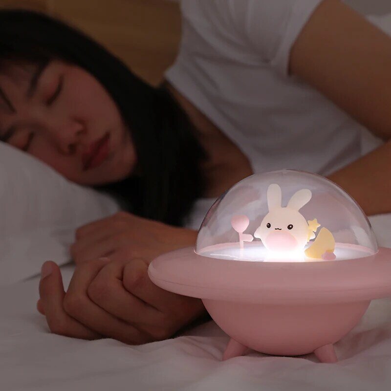 Dekoracja domu latający królik muzyka lampka nocna na prezent zabawna lampa z wieloma muzyką dzieci śpią królik