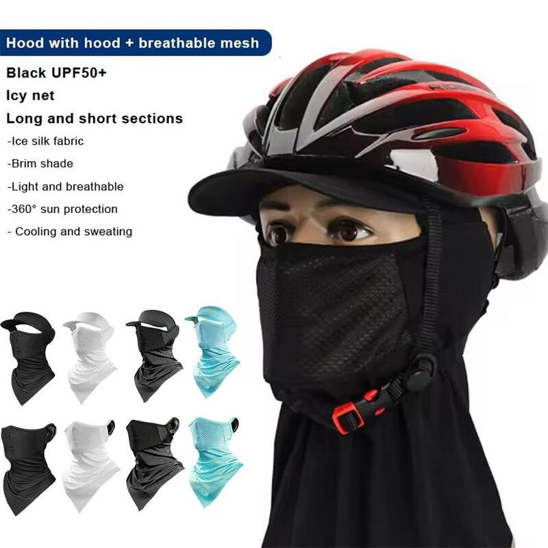 Letnia lodowy jedwab maska przeciwsłoneczna dla mężczyzn kobiety kominiarka anty-ultrafioletowa pyłoszczelna wędkarstwo na świeżym powietrzu rower oddychający kapelusz