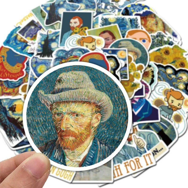 Van Gogh clássico impermeável Graffiti adesivo, adesivos decorativos estéticos, bagagem, laptop, copo, guitarra, Scrapbook, crianças, 10 pcs, 20 pcs, 40pcs