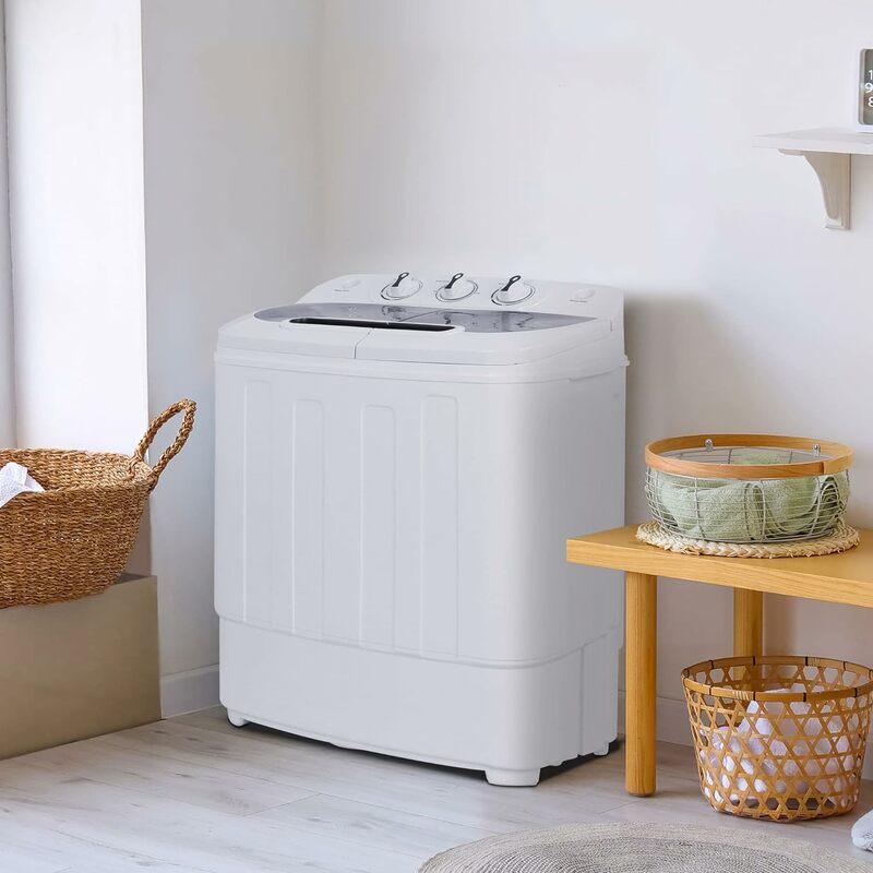 Kompakte Mini-Doppel wannen waschmaschine 13 Pfund Kapazität tragbare Waschmaschine Wasch-und Schleuderzyklus-Kombination, eingebauter Schwerkraft ablauf