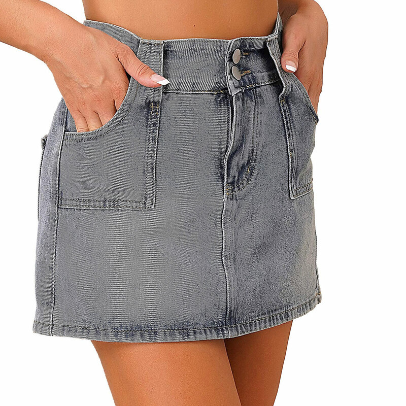 Gonna in Denim a vita alta Sexy Clubwear da donna tasche Casual minigonne con pantaloncini incorporati per il Festival di musica da spiaggia da viaggio