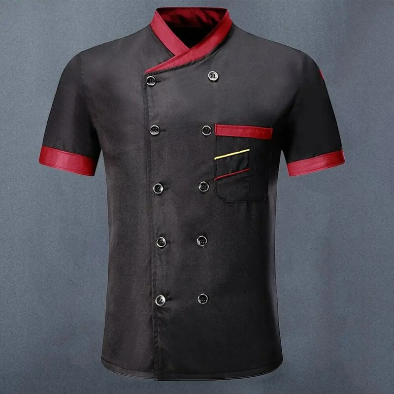 Camicia da cuoco Cardigan Super traspirante cuoco uniforme da cucina maniche corte Diner Cook Kitchen Uniform Restaurant Garment