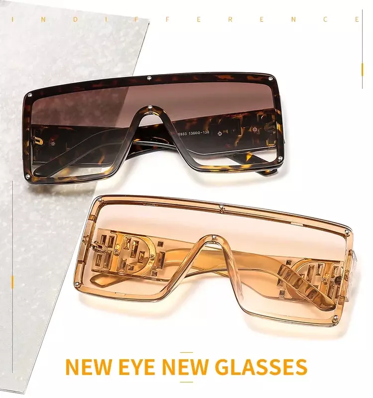 Gafas de sol cuadradas para hombre y mujer, lentes de protección con gradientes, montura de lujo, diseñador de marca, UV400