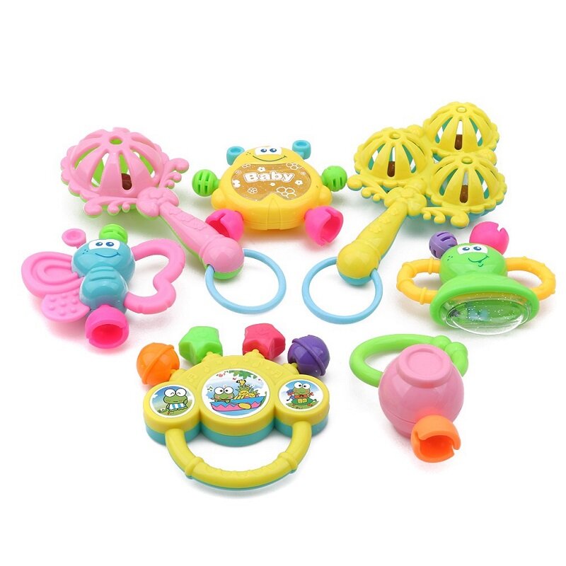 Набор детских погремушек, сенсорный Прорезыватель для зубов, развивающие Музыкальные игрушки для детей 0-6 месяцев, подарок для новорожденных