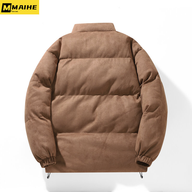 Замшевая зимняя куртка в стиле Харадзюку для мужчин, корейская модная брендовая Толстая стеганая хлопковая куртка, уличная одежда, ветрозащитное лыжное пальто Y2K для пар