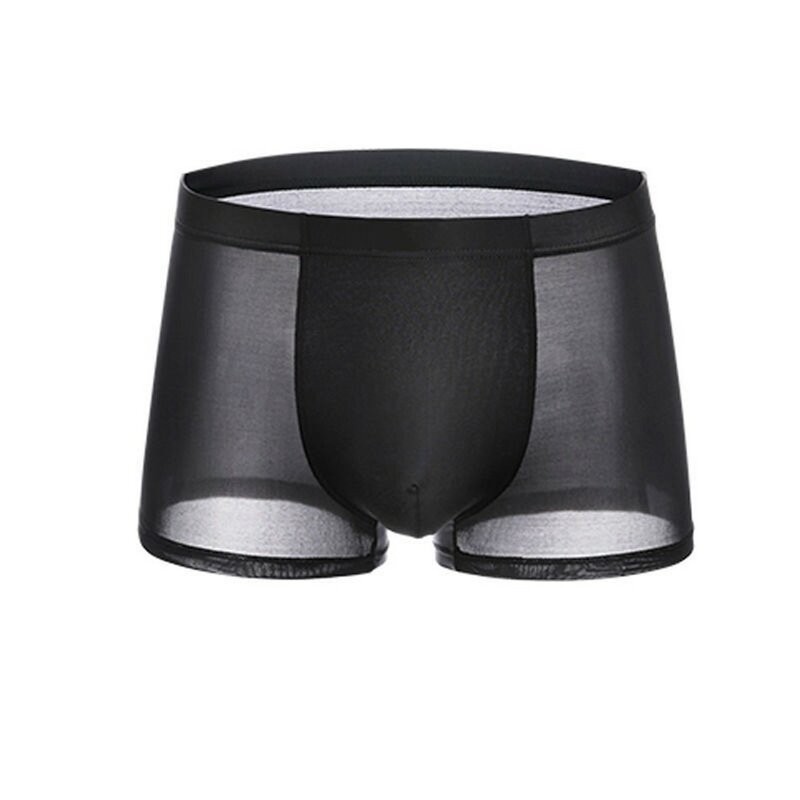 Fashionable Ice Silk Men's Boxer Briefs, Thin Transparent Underwear Trunks, Sizes L 2XL, Comfortable and Stylish