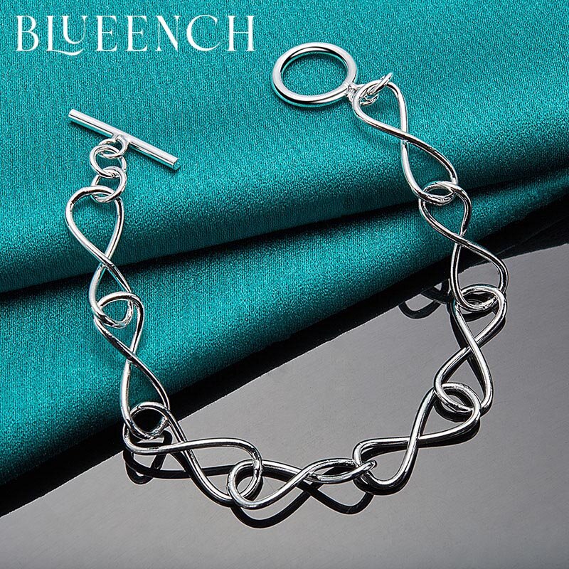 Blueench 925 Sterling Silver Simple OT Buckle bracciale catena per gioielli di moda Casual di fidanzamento del partito