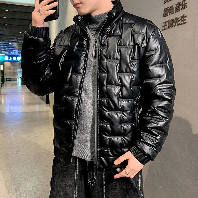 MRstuff-Manteau rembourré en coton pour hommes, veste chaude, col montant, épais, brillant, grande taille, version coréenne, tout neuf, 2024