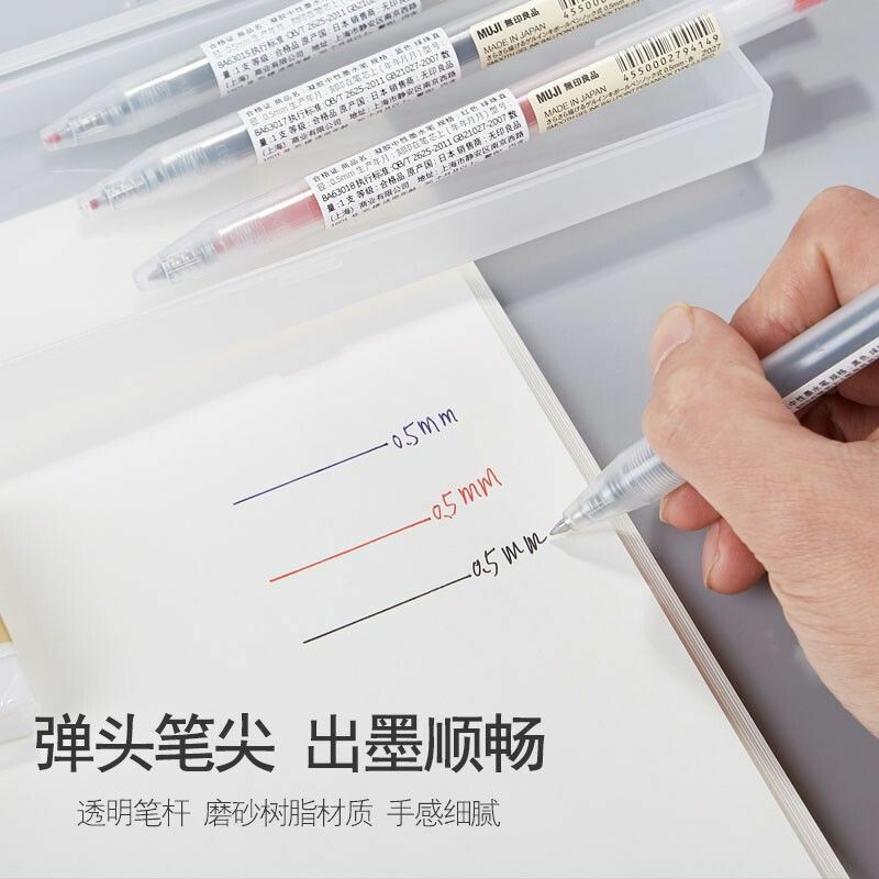 MUJIs pena ujian cepat kering pelajar Pena Rollerball pena tekan hitam biru merah 0.5 isi ulang alat tulis Jepang