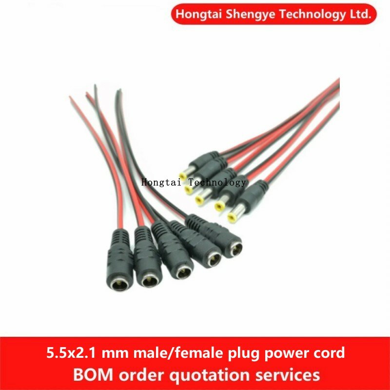 Cable de alimentación macho y hembra de 5,5x2,1mm, fuente de alimentación de 12V y 24V CC, conector de cable pigtail para cámara CCTV, cable de extensión
