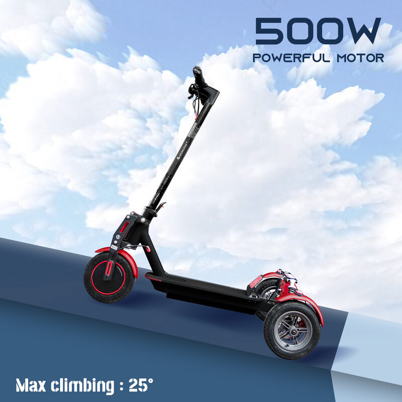 Monorim-T5S Pro Scooter elétrico, rodas traseiras duplas para estabilidade extra, roda X3, 48V, 500W, 14.4Ah, velocidade máxima 55 kmph