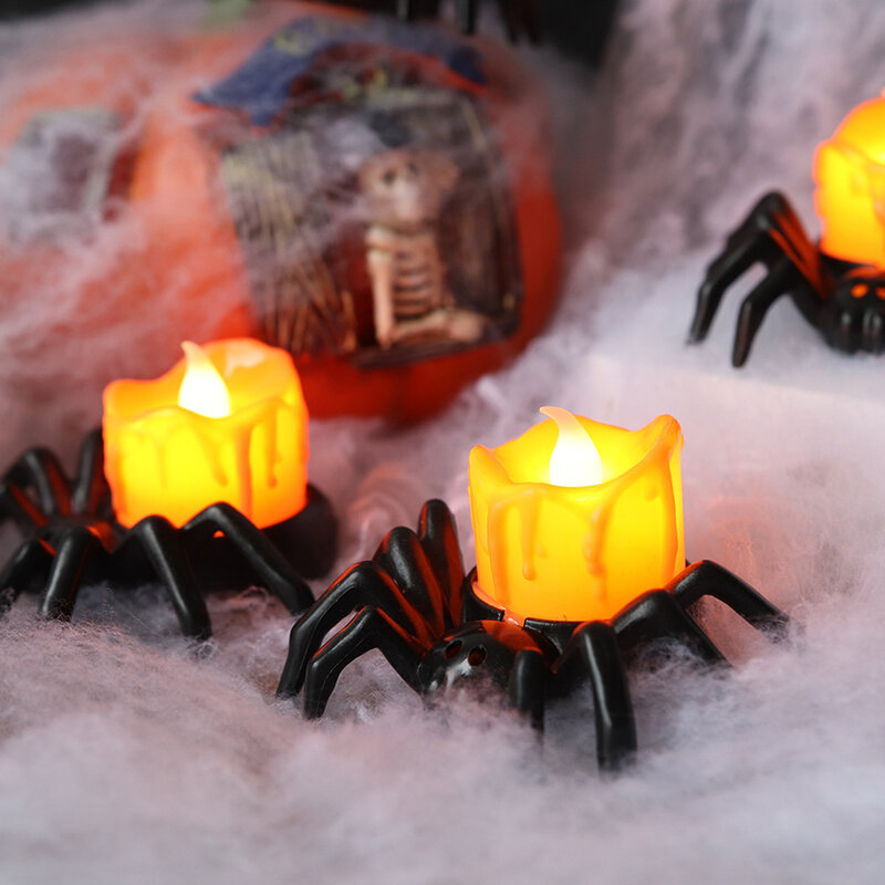 Halloween laba-laba bentuk lentera LED imitasi portabel lampu LED lentera laba-laba untuk ornamen dalam ruangan luar ruangan