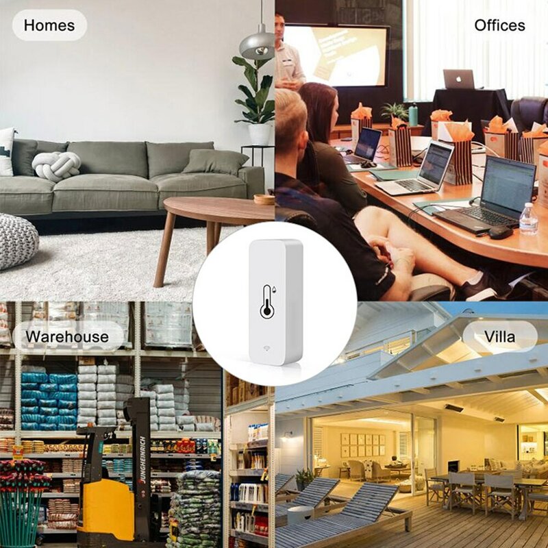 Sensor de temperatura y humedad con WiFi, Monitor remoto SmartLife para el hogar inteligente, funciona con Alexa y asistente de Google, Tuya