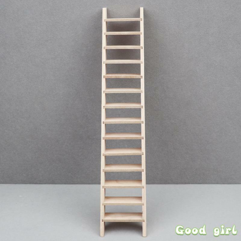 1/12 Miniature Furniture Wooden Ladder Stairs For Dollhouse Handmade 3D Stairs Plain Model Pretend Play Toys Accessories