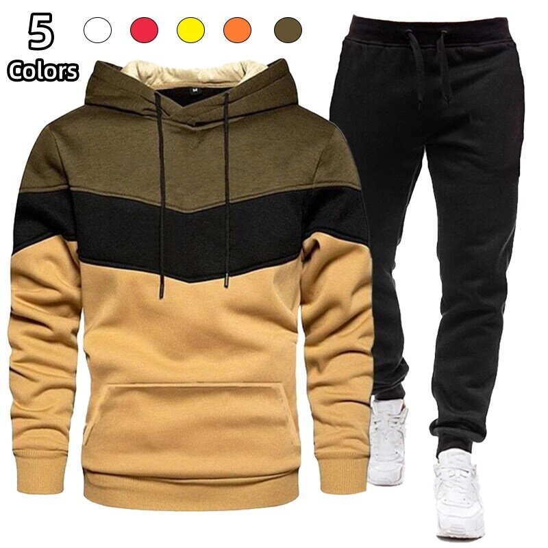 New Fashion Autumn Spring Mens Pullover Hoodie and Sweatpant Tracksuit Jogging Suits Fashion Set