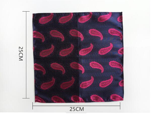 25*25cm New Paisley Cashew Polyester Pocket Square for Groom Man Business Party Wedding Dress Suit Handkerchief