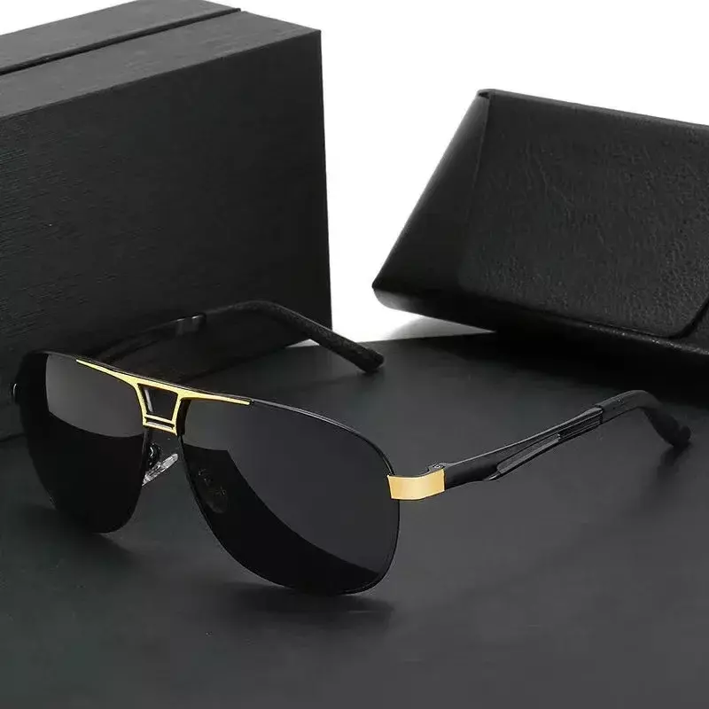 Солнцезащитные очки Мужские поляризационные, квадратные фотохромные солнечные очки из алюминиево-магниевого сплава, в стиле милитари, для вождения