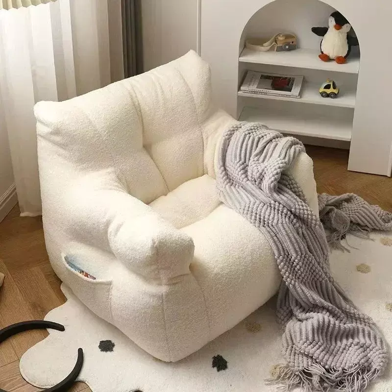 Children's Cute Sofa Baby Reading Lazy Sofa Wool Fabric Cotton and Linen Lamb's Small Sofa Chair Removable and Washable