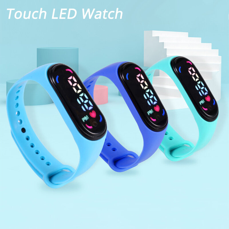 Wodoodporne zegarki dla dzieci kobiety Sport bransoletka nadgarstek dotykowy LED cyfrowy zegarek dziewczęcy chłopcy montre femme relogio feminino