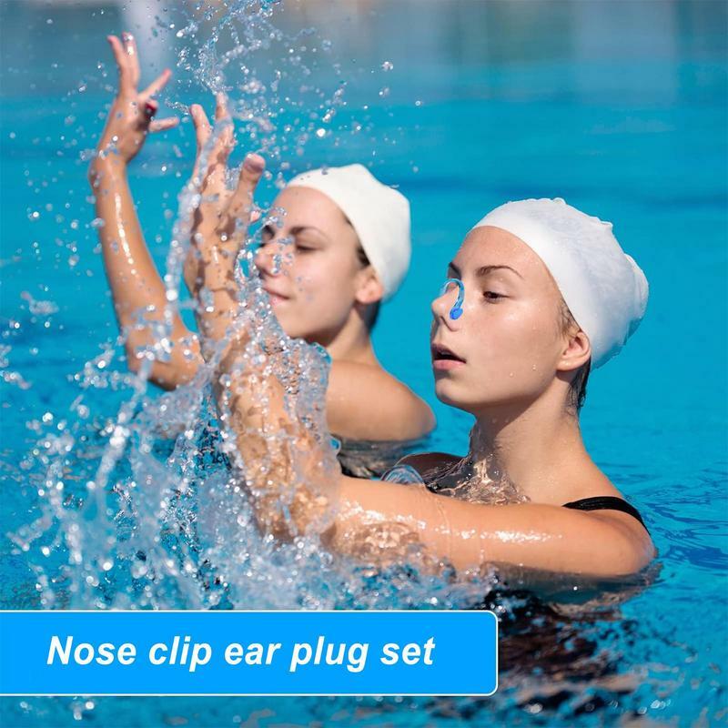 Tappi per le orecchie da nuoto tappi per Clip per naso pacchetto scatola di protezione per orecchie e naso tappi per le orecchie in Silicone impermeabili riutilizzabili morbidi aggiornati naso