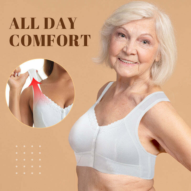 Bra untuk lansia dan lansia, pakaian dalam Cup tipis katun lembut tanpa kawat, pakaian dalam untuk lansia dan lansia, penutupan depan elastis