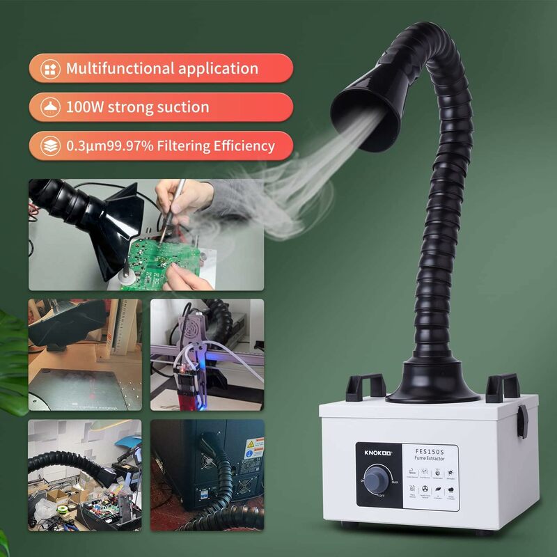 Mini Fume Extractor Welding Smoke Collector FES150S Desktop Fumes Purifier for Phone Repair and Soldering US,DE Stock Available