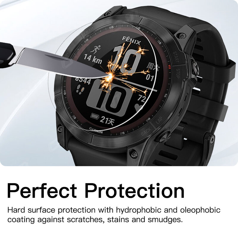 Vidrio Templado Premium 9H para reloj inteligente Garmin Fenix 7 7S 7X 6 6S 6X Pro 5 5s, película protectora de pantalla HD transparente, accesorios