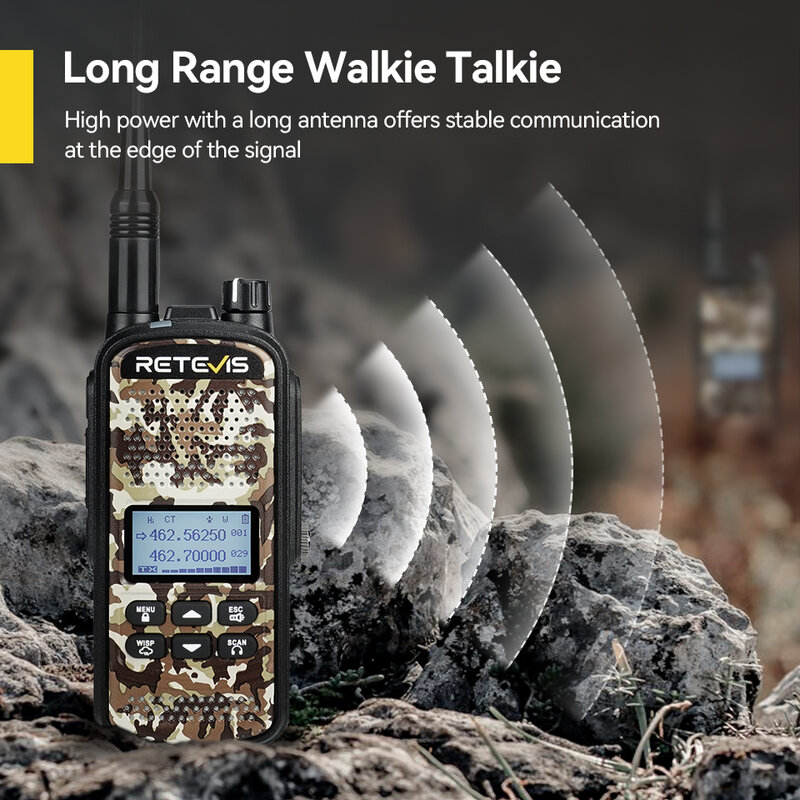 Retevis-walkie-talkie para caza EZTalk 62 IP67, comunicador profesional de largo alcance, 5W