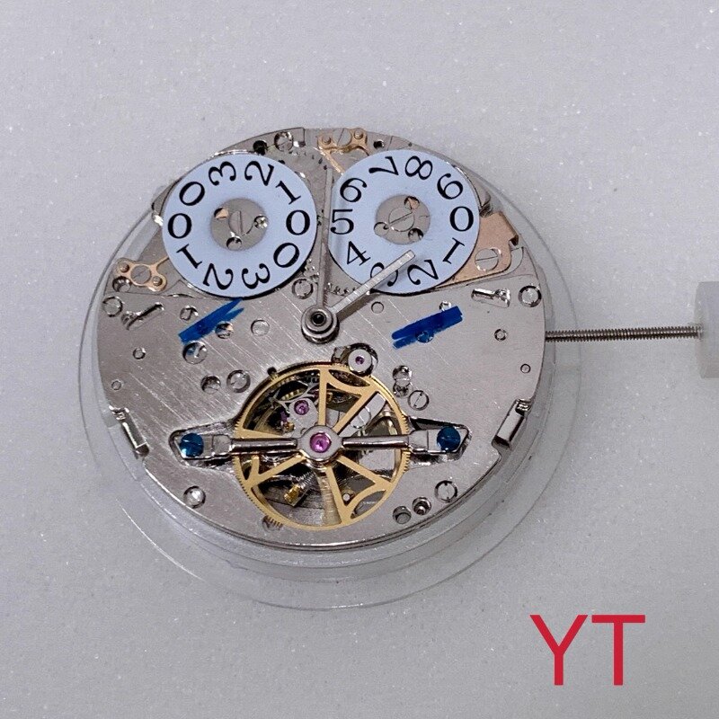 Szanghaj wielofunkcyjny ruch mechaniczny 12-punktowy kalendarz sześciopinowy imitacja Tourbillon zegarek z czujnikiem ruchu akcesoria