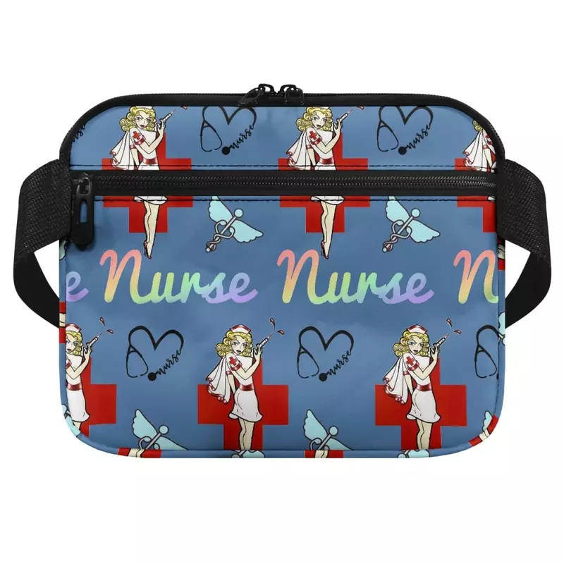 Cartoon Nurse Print Multi Pocket Waist Bag, Fanny Pack ajustável, Bandagem de medicina de emergência, armazenamento feminino, Drop Ship, 2023