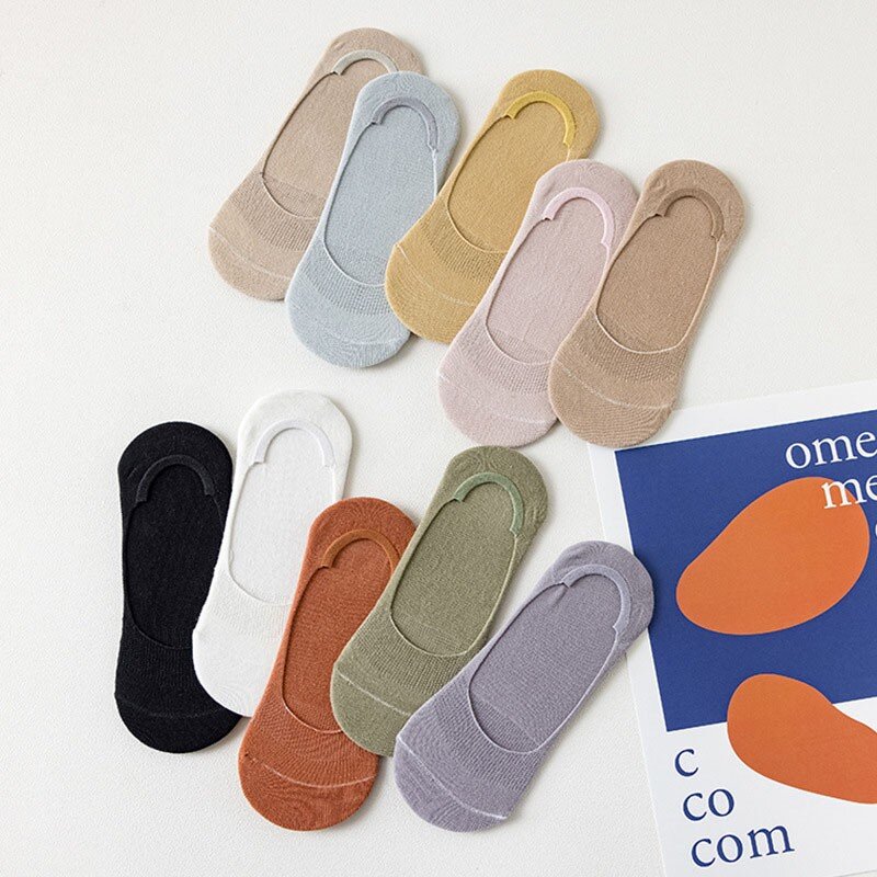 Anti-slip silicone tornozelo meias para mulheres, confortável, simples, anti-derrapante, absorção de suor, respirável, invisível, no-show, b105
