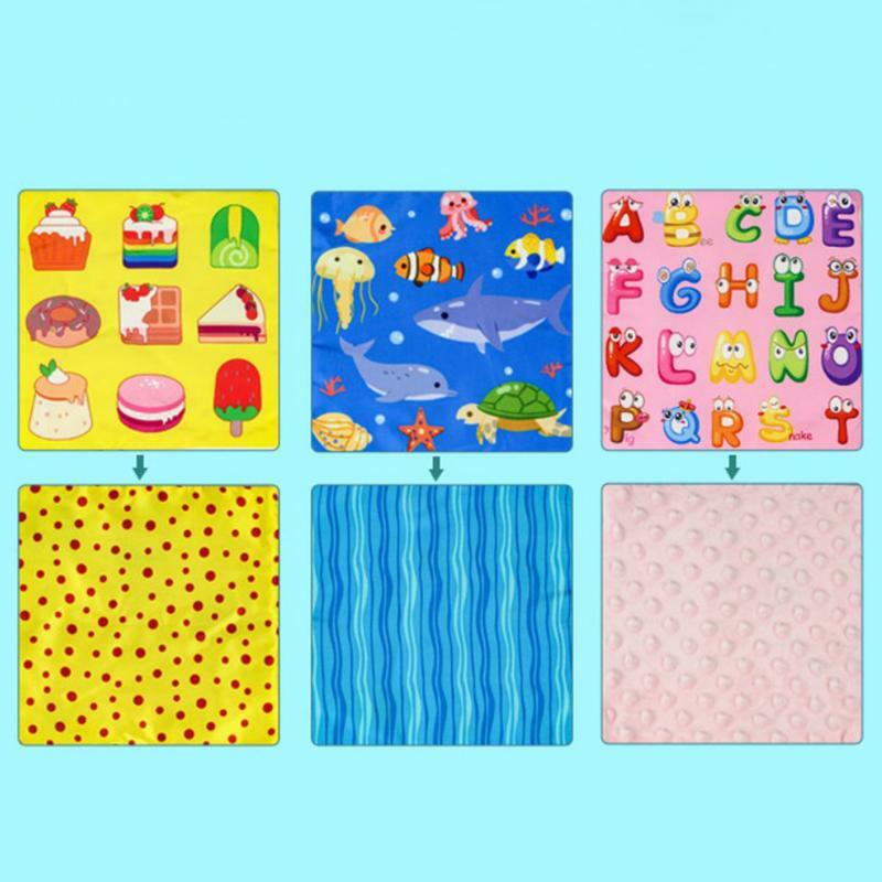 Scatola di fazzoletti giocattolo scatola di giocattoli per tessuti sensoriali per neonati riconoscimento del colore giocattolo per l'apprendimento prescolare per viaggi a casa campeggio e auto